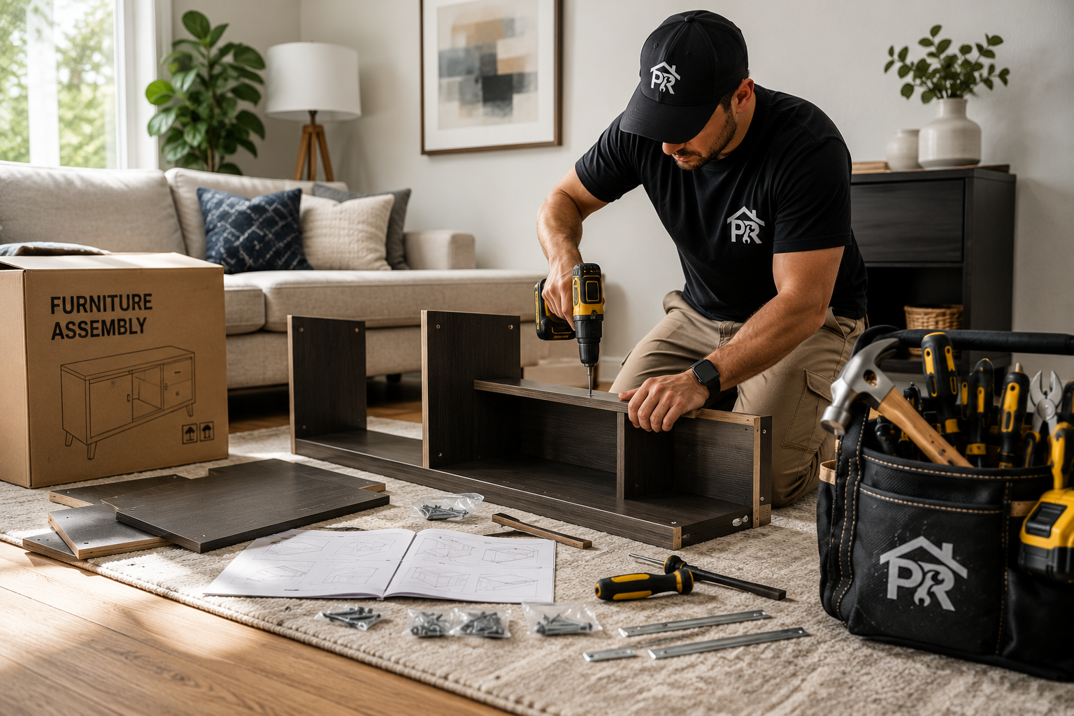 PR Handyman Services professional assembling furniture